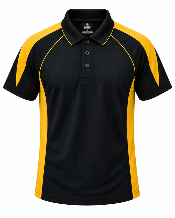 PREMIER MENS POLOS - BLACK/GOLD