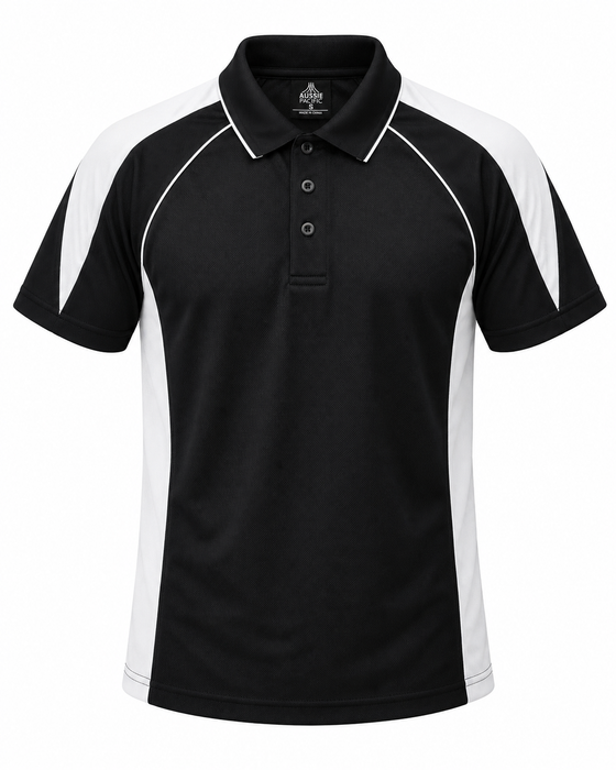 PREMIER MENS POLOS - BLACK/WHITE