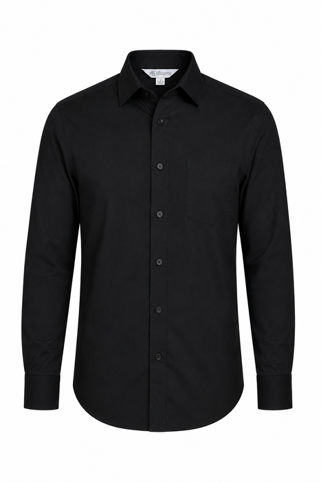 MOSMAN MENS SHIRT LONG SLEEVE - BLACK