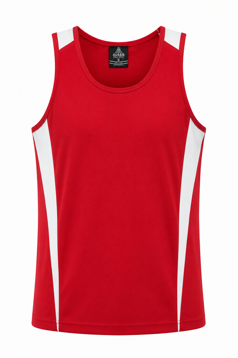 EUREKA MENS SINGLETS - RED/WHITE