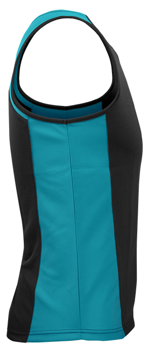 PREMIER MENS SINGLETS - BLACK/TEAL