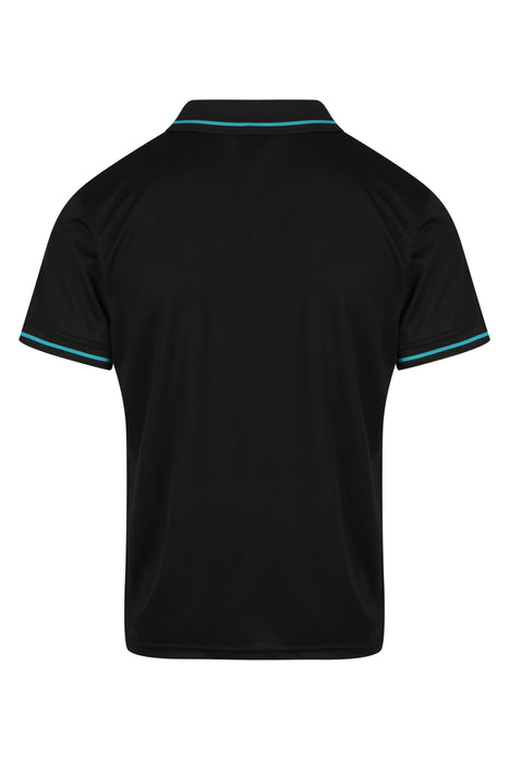 COTTESLOE MENS POLOS - BLACK/TEAL