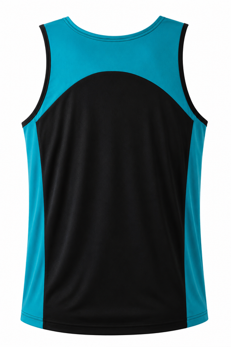 PREMIER MENS SINGLETS - BLACK/TEAL