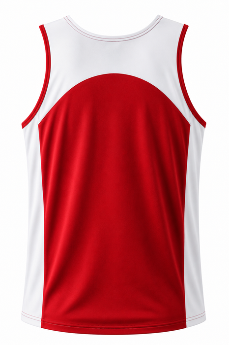 PREMIER MENS SINGLETS - RED/WHITE