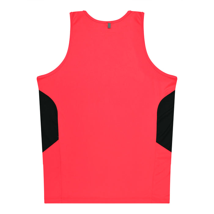 TASMAN MENS SINGLETS - NEON PINK/BLACK