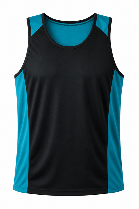 PREMIER MENS SINGLETS - BLACK/TEAL