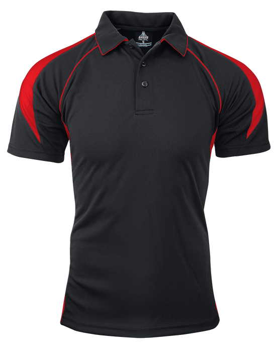 PREMIER MENS POLOS - BLACK/RED