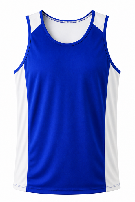 PREMIER MENS SINGLETS - ROYAL/WHITE