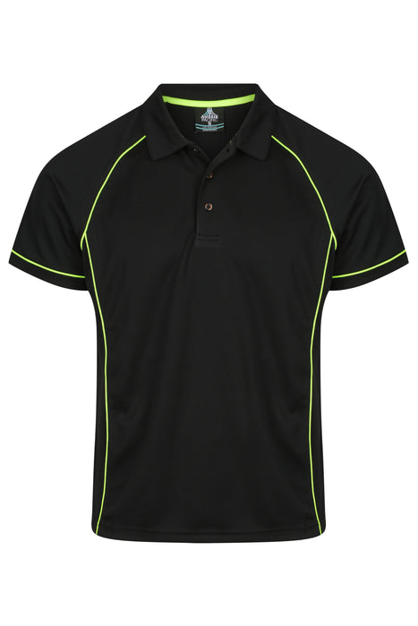 ENDEAVOUR MENS POLOS - BLACK/GREEN